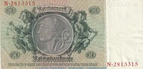 Reichsbanknote , 50 Mark Schein -E- in gbr. DEU-210.a, Ros.175, P.182 , vom 30.03.1933 , deutsches Reich - Reichsbank