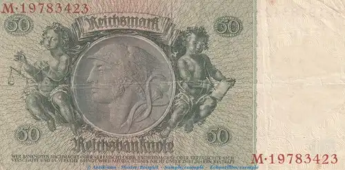 Reichsbanknote , 50 Mark Schein -F3- in gbr. DEU-210.c, Ros.175, P.182 , vom 30.03.1933 , deutsches Reich - Reichsbank