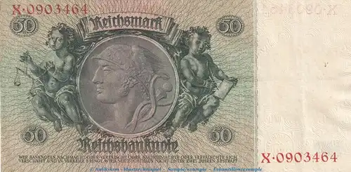 Reichsbanknote , 50 Mark Schein -i- in gbr. DEU-210.a, Ros.175, P.182 , vom 30.03.1933 , deutsches Reich - Reichsbank