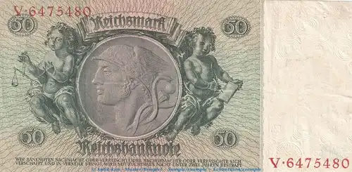 Reichsbanknote , 50 Mark Schein -X1- in gbr. DEU-210.a, Ros.175, P.182 , vom 30.03.1933 , deutsches Reich - Reichsbank
