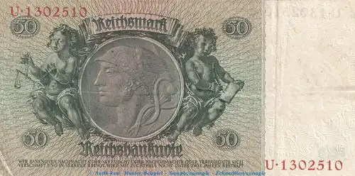 Reichsbanknote , 50 Mark Schein -Z- in gbr. DEU-210.a, Ros.175, P.182 , vom 30.03.1933 , deutsches Reich - Reichsbank