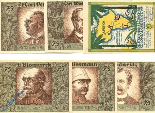 Notgeld Berlin , Kolonialpioniere , Mehl Grabowski 88.3 , von 1921 , Brandenburg Seriennotgeld
