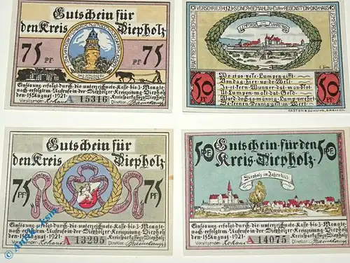Notgeld Diepholz , Set mit 4 Scheinen , Mehl Grabowski 273.3 , von 1921 , Niedersachsen Serien Notgeld