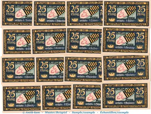 Notgeld Stadt Brehna 160.2 , Set mit 16 Scheinen -Orte- in kfr. von 1921 , Sachsen Anhalt Seriennotgeld