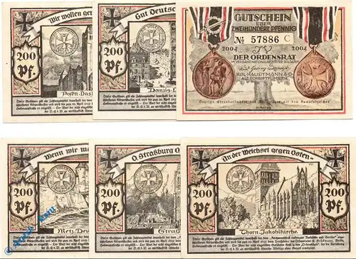 Notgeld Ordensrat Berlin 90.1 , Set mit 6 Scheinen in kfr. o.D.  Brandenburg Seriennotgeld