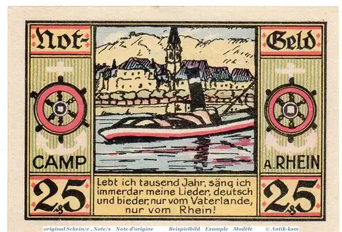 Notgeld Camp Bornhofen , 25 Pfennig Schein in kfr. Mehl Grabowski 219.1 , von 1921 , Hessen Seriennotgeld