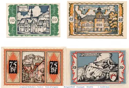 Notgeld Braunschweig , Blankenburg Set mit 4 Scheinen in kfr. Mehl Grabowski 155.4 , von 1921 , Niedersachsen Seriennotgeld