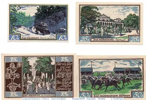 Notgeld Braunschweig , Bad Harzburg Satz mit 4 Scheinen in kfr. Mehl Grabowski 155.3 , von 1921 , Niedersachsen Seriennotgeld