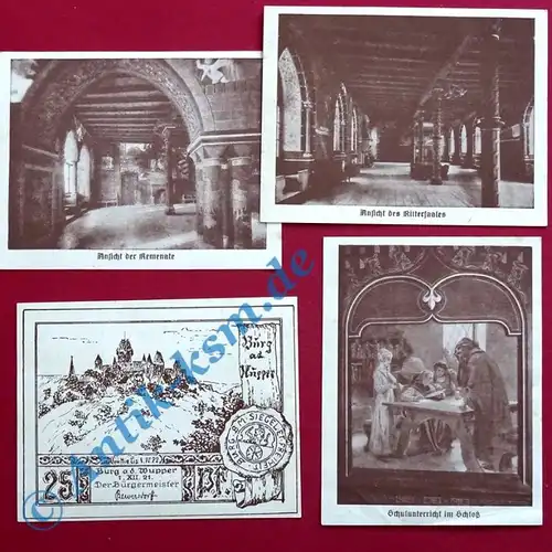 Notgeld Burg , Bürgermeisterei , 4 x 25 Pfennig , Mehl Grabowski 209.1 , von 1921 , Westfalen Seriennotgeld