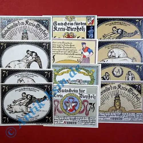 Notgeld Diepholz , 3 Serien mit 12 Scheinen , Mehl Grabowski 273 , von 1921 , Niedersachsen Seriennotgeld