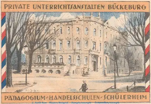 Notgeld Unterrichtsanstalten Bückeburg 199.1.b , 4,50 Mark Schein in kfr. von 1921 , Niedersachsen Seriennotgeld