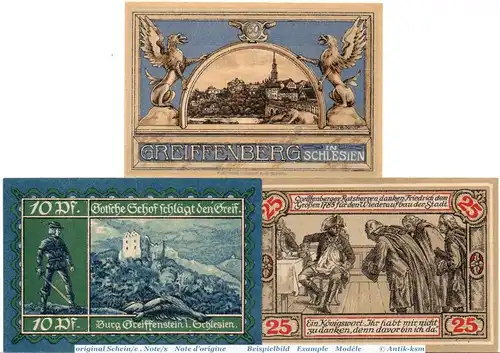 Notgeld Greiffenberg , Set mit 3 Scheinen in kfr. Mehl Grabowski 470.1 , von 1920 , Schlesien Seriennotgeld