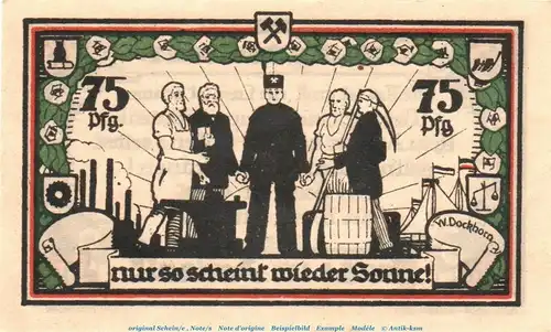 Notgeld Stadt Frose 389.5 , 75 Pfennig Lösungsschein in kfr. o.D. , Sachsen Anhalt Seriennotgeld