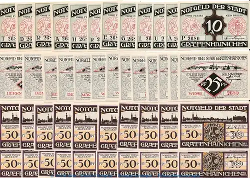 Gräfenhainichen , Notgeld Set mit -45- Scheinen in kfr. M-G 461.3 , Sachsen Anhalt o.D. Seriennotgeld