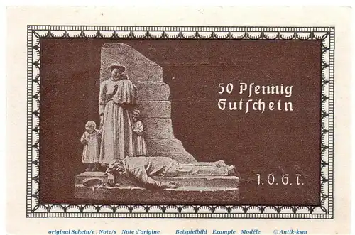 Notgeld Guttemplerorden Hamburg 522.1 , 50 Pfennig Schein in kfr. von 1921 , Hamburg Seriennotgeld