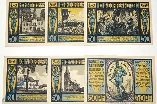 Notgeld Hohndorf , Set mit 6 Scheinen , Mehl Grabowski 623.1 , von 1921 , Sachsen Serien Notgeld