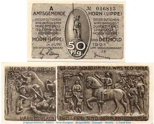 Notgeld Gemeinde Horn 628.2 , Set mit 3 Scheinen in kfr , von 1921  Westaflen Seriennotgeld