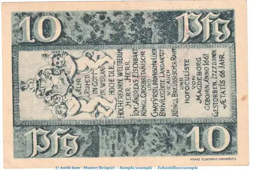 Notgeld Hann. Münden 577.1.b , 10 Pfennig -mit Stempel- in kfr. von 1921 , Niedersachsen Seriennotgeld