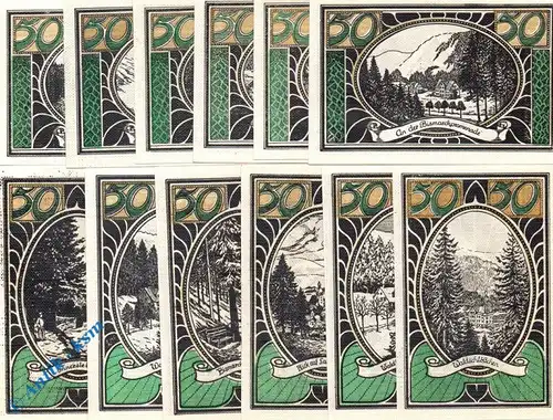 Notgeld Lautenthal , Set mit 12 Scheinen , Mehl Grabowski 778.2 , von 1921 , Niedersachsen Serien Notgeld