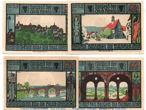 Notgeld Stadt Lobeda , 808.3 Set mit 4 Scheinen in kfr. von 1921 , Thüringen Seriennotgeld