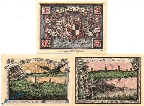 Notgeld Marggrabowa , Set mit 3 Scheinen in kfr. Mehl Grabowski 868.1 , von 1921 , Ostpreussen Seriennotgeld