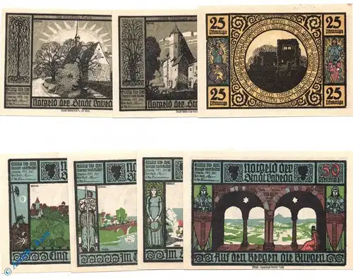 Notgeld Stadt Lobeda 808.3 , Set mit 7 Scheinen in kfr. o.D. Thüringen Serien Notgeld