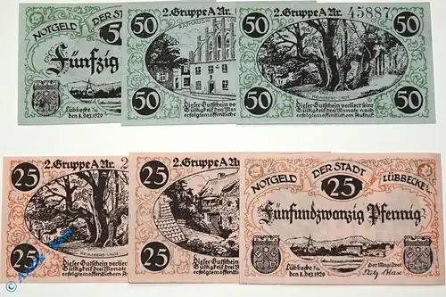 Notgeld Lübbecke , Set mit 6 Scheinen , Mehl Grabowski 819.1 a , von 1920 , Westfalen Serien Notgeld