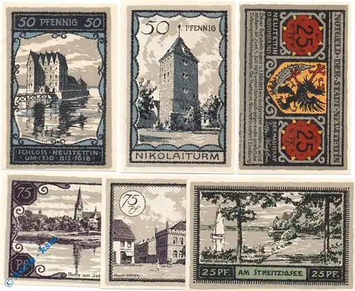 Notgeld Neustettin , Set mit 6 Scheinen , Mehl Grabowski 968.1 , von 1921 , Pommern Serien Notgeld