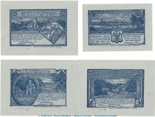 Notgeld Stadt Neuruppin 959.3 , Set mit 4 Scheinen in kfr. von 1921 , Brandenburg Seriennotgeld