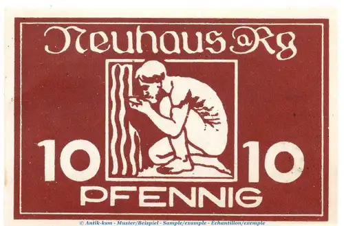 Notgeld Neuhaus am Rennweg 948.1 , 10 Pfennig Schein -braun- in kfr. von 1921 , Thüringen Seriennotgeld