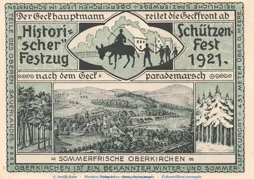 Notgeld Gasthof F.C. Vogt Oberkirchen 997.1 , 100 Pfennig Schein in kfr. von 1921 , Westfalen Seriennotgeld