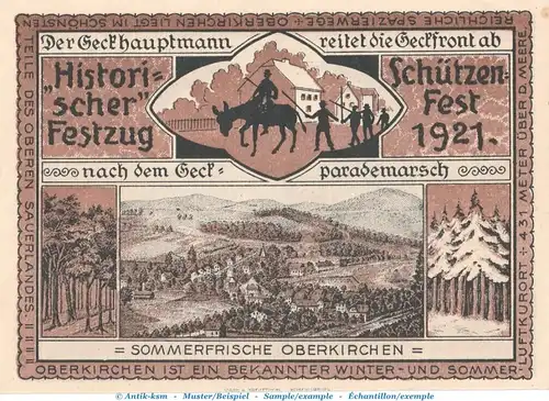 Notgeld Gasthof F.C. Vogt Oberkirchen 997.1 , 200 Pfennig Schein in kfr. von 1921 , Westfalen Seriennotgeld