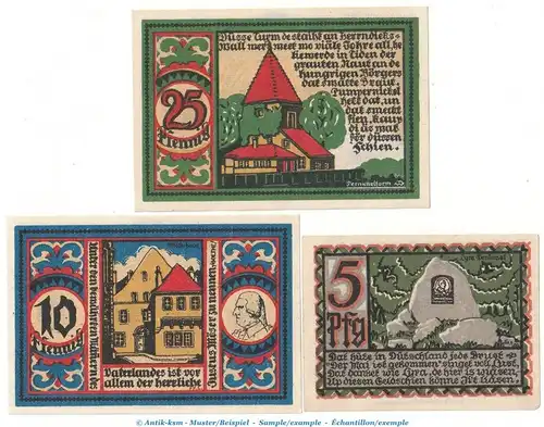 Notgeld Stadt Osnabrück 1032.1 , Set mit 3 Scheinen in kfr. von 1921 , Niedersachsen Seriennotgeld