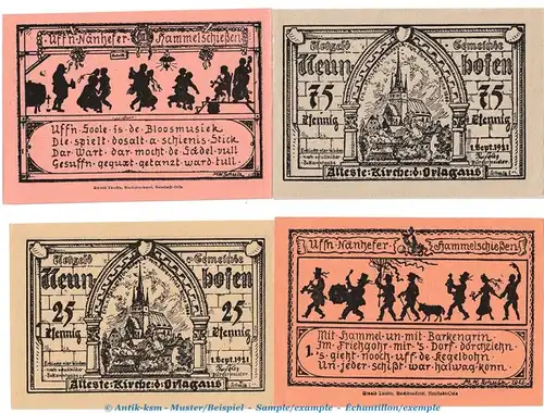 Notgeld Gemeinde Neunhofen 956.1 , Set mit 4 Scheinen in kfr. von 1921 , Thüringen Seriennotgeld