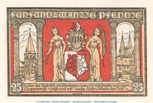 Notgeld Stadt Osterwieck 1137.1.e , 25 Pfennig Schein in kfr. von 1921 , Sachsen Anhalt Seriennotgeld