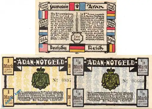 Notgeld Wiesbaden , Dr. Freytag , Set mit 3 Scheinen , Mehl Grabowski  1425.1 , von 1921 , Hessen Seriennotgeld