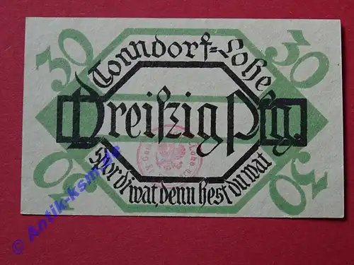 Notgeld Gemeinde Tonndorf Lohe , Hamburg , vollständiger Satz mit 1 Schein in kassenfrischer Erhaltung , Seriennotgeld , 1330.1 b , von 1921