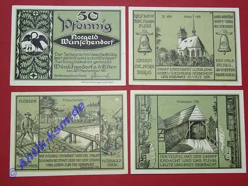 Notgeld Wünschendorf a. d. Elster , Gemeinde , Thüringen , vollständiger Satz mit 4 Scheinen , Seriennotgeld , 1457.1 , von 1921
