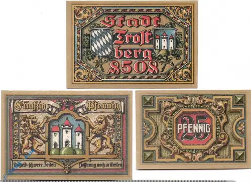 Notgeld Trostberg , Set mit 3 Scheinen , Mehl Grabowski 1348.1 , von 1920 , Bayern Serien Notgeld