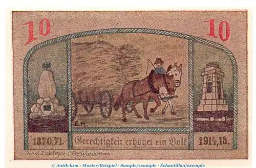 Notgeld Gemeinde Wasserleben 1383.1 , 10 Pfennig Schein in kfr. o.D. , Sachsen Anhalt Seriennotgeld