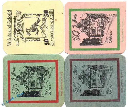 Notgeld Trappstadt , Set mit 4 Scheinen in kfr. Mehl Grabowski 1335.1 , von 1920 , Bayern Seriennotgeld