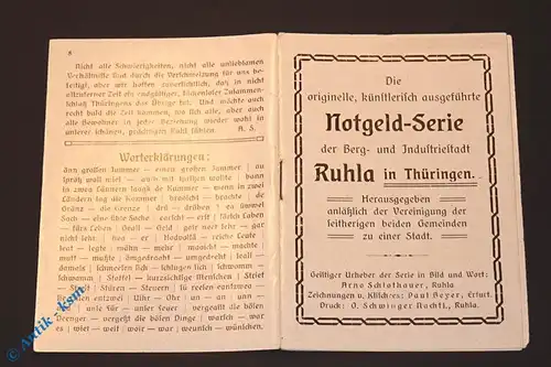 Notgeld Ruhla , Heftchen zur Serie , Mehl Grabowski 1153 , von 1921 , Thüringen Seriennotgeld