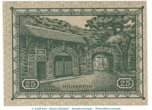 Notgeld Glocken Bazar Remagen 1114.1 , 25 Pfennig Schein Nr.1 in kfr. von 1921 , Rheinland Seriennotgeld
