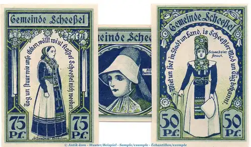 Notgeld Gemeinde Scheeßel 1174.2 , Set mit 2 Scheinen in kfr. von 1921 , Niedersachsen Seriennotgeld