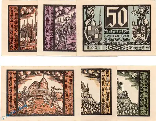 Notgeld Schalkau , Set mit 6 Scheinen in kfr. Mehl Grabowski 1171.1 , von 1921 Thüringen Seriennotgeld