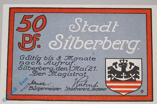 Notgeld Stadt Silberberg , Schlesien , Polen Srebrna Gora , vollständiger Satz mit 1 Schein in kassenfrischer Erhaltung , Seriennotgeld , 1228.1 , von 1921
