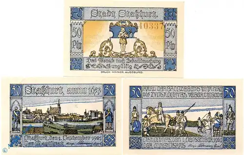 Notgeld Stassfurt , Set mit 3 Scheinen , Mehl Grabowski 1256.3 , von 1921 , Sachsen Anhalt Seriennotgeld