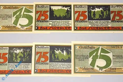 Suderode , Notgeld Set mit 6 Scheinen in kfr. M-G 1292.2-3 , Sachsen Anhalt 1921 Seriennotgeld