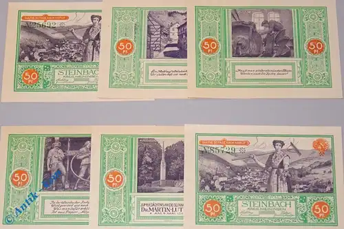 Notgeld Steinbach , Thüringen , vollständiger Satz mit 6 Scheinen , Seriennotgeld , 1261.1 a , von 1922