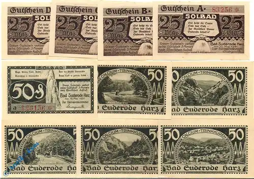 Notgeld Suderode im Harz , Set mit 10 Scheinen , Mehl Grabowski 1292.1 , von 1921 , Sachsen Anhalt Seriennotgeld